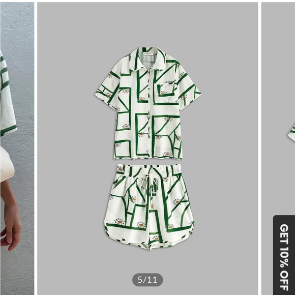 Commense Print Drawstring Short Set - Picture 2 of 10